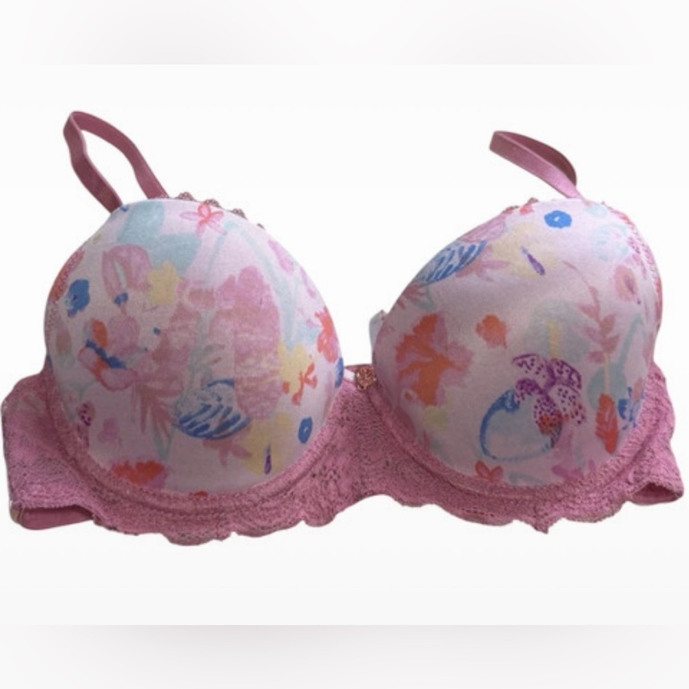 CXL by Christian Lacroix Sz 34B Underwire Push-up Multi Color Lace Bra
